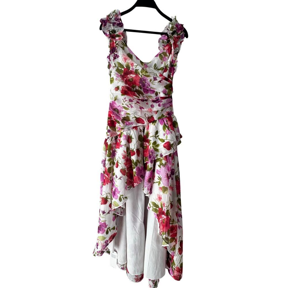 Abercrombie & Fitch Floral Ruffle Midi Dress White Multi XSP‎ New w/ Tags